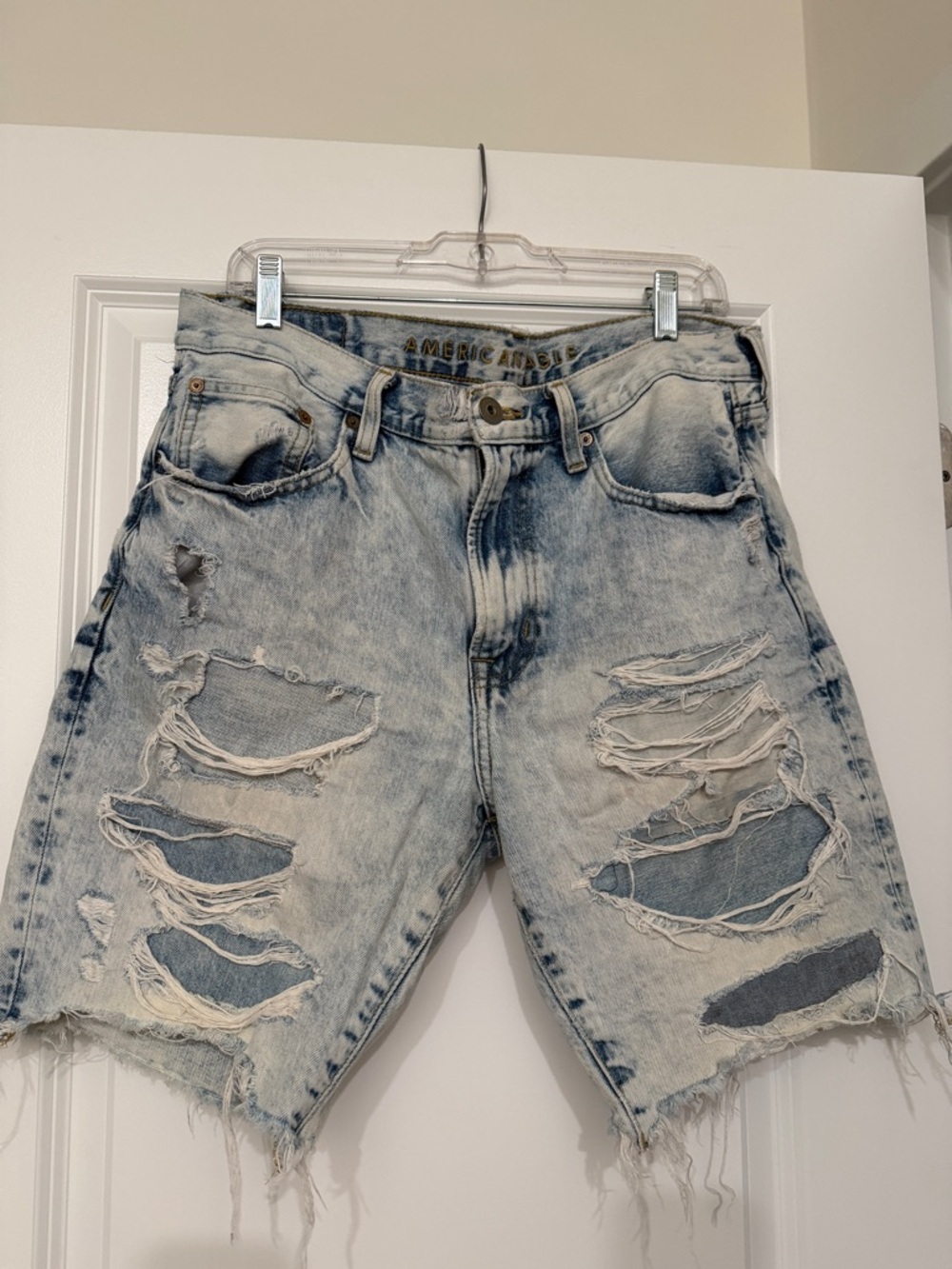American Eagle Outfitters Distressed Light Blue Jean Shorts
